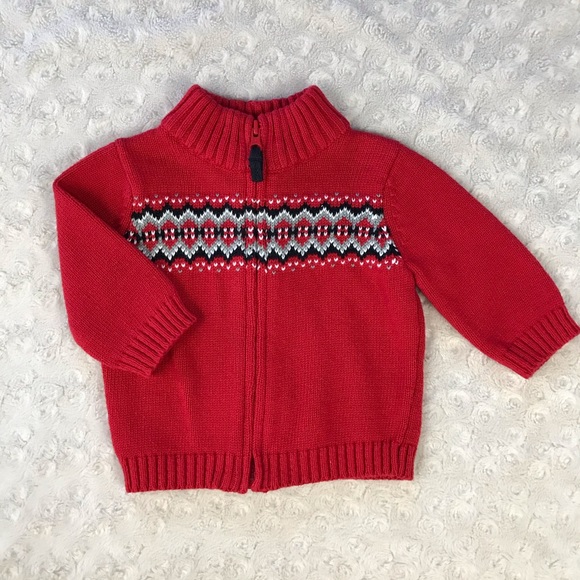 Carter’s Zip Up Sweater Red Gray Black 3 Months - Picture 1 of 5
